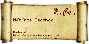 Müncz Csombor névjegykártya